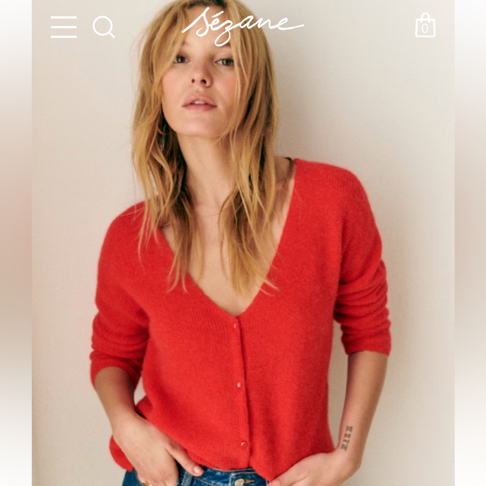 Sezane Red Barry Cardigan for Valentines